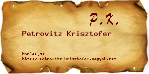 Petrovitz Krisztofer névjegykártya